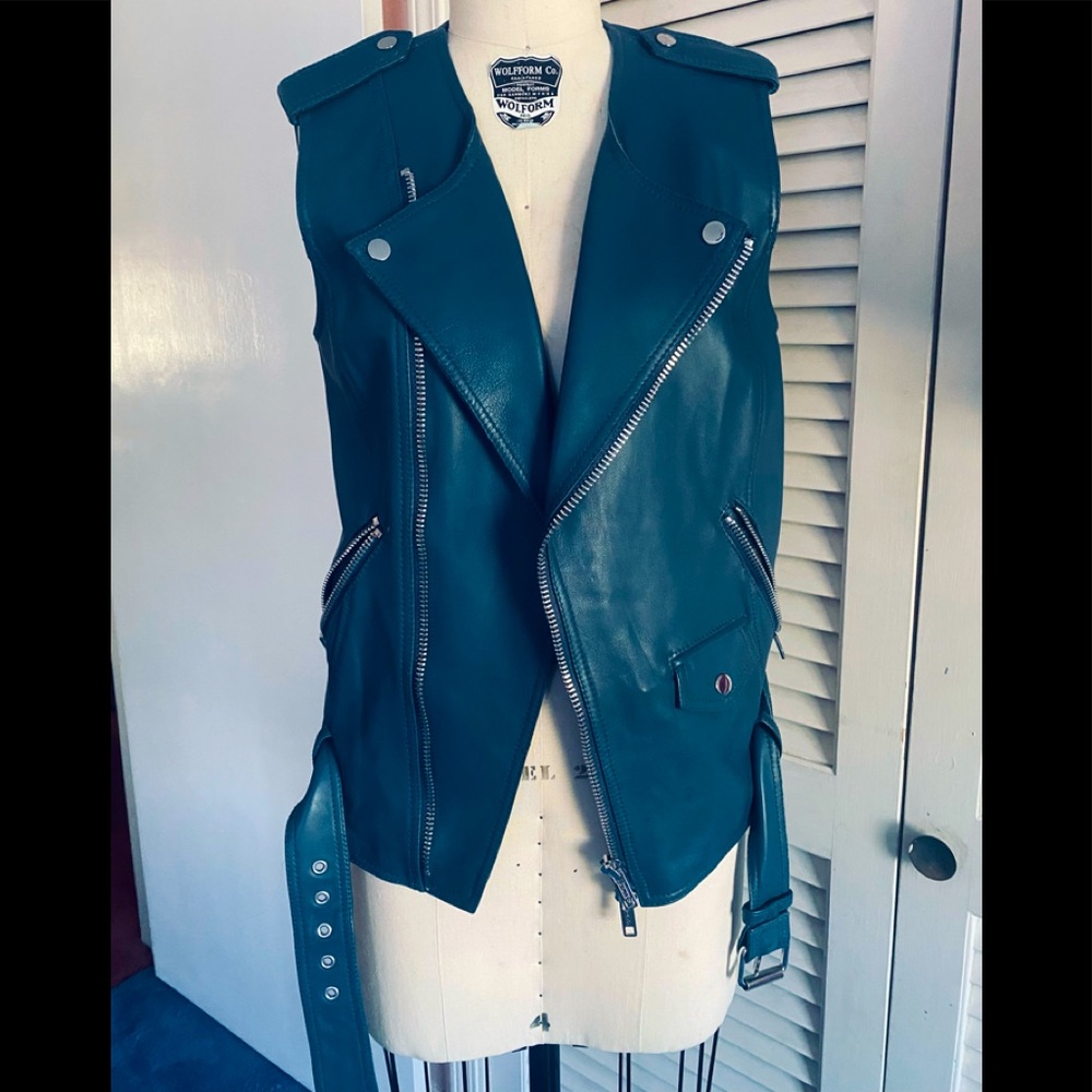 NWOT 3.1 Philip lim genuine lamb leather vest in blue color. Size 8